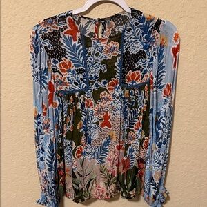 Bl^nk London Vibrant Floral Blouse with Long Sleeves size small